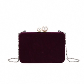 Vanlig Velour Chain Flap Crossbody-Väska