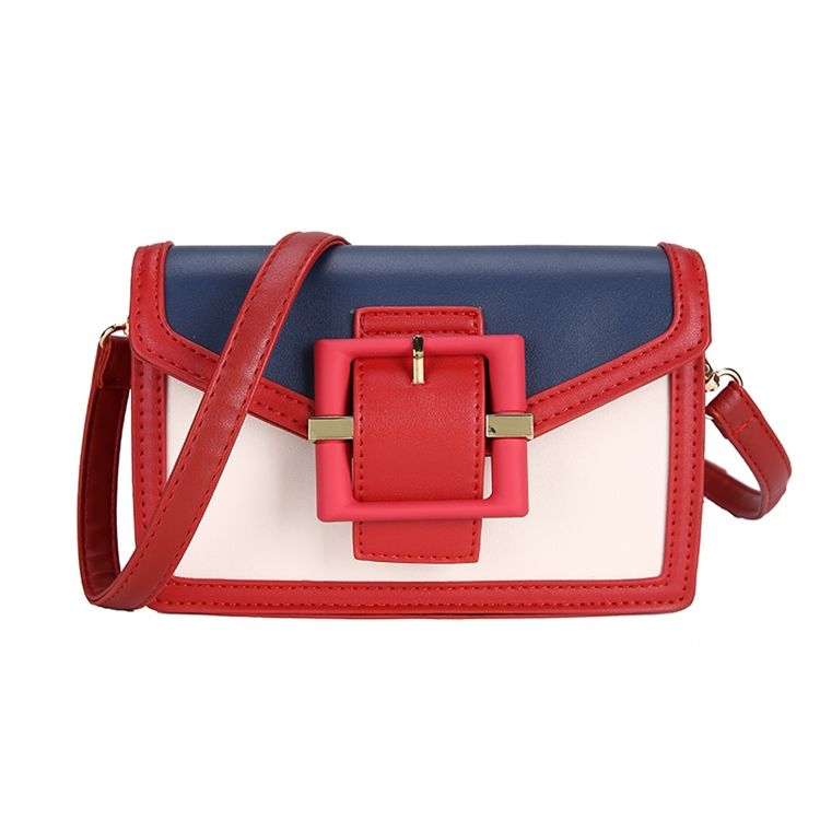 Vanliga Pu Bältesdekorerade Rektangulära Crossbody-Väskor