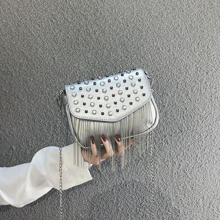Vanliga Pu Diamant Rektangulära Crossbody-Väskor