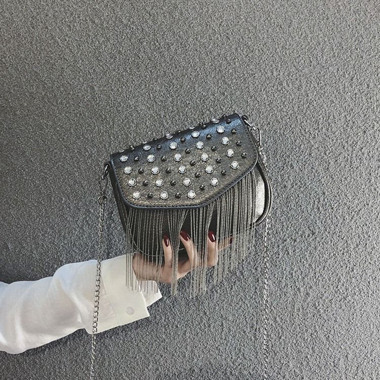 Vanliga Pu Diamant Rektangulära Crossbody-Väskor
