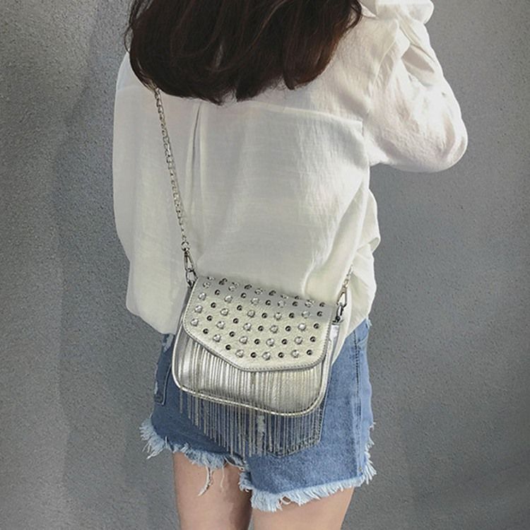 Vanliga Pu Diamant Rektangulära Crossbody-Väskor