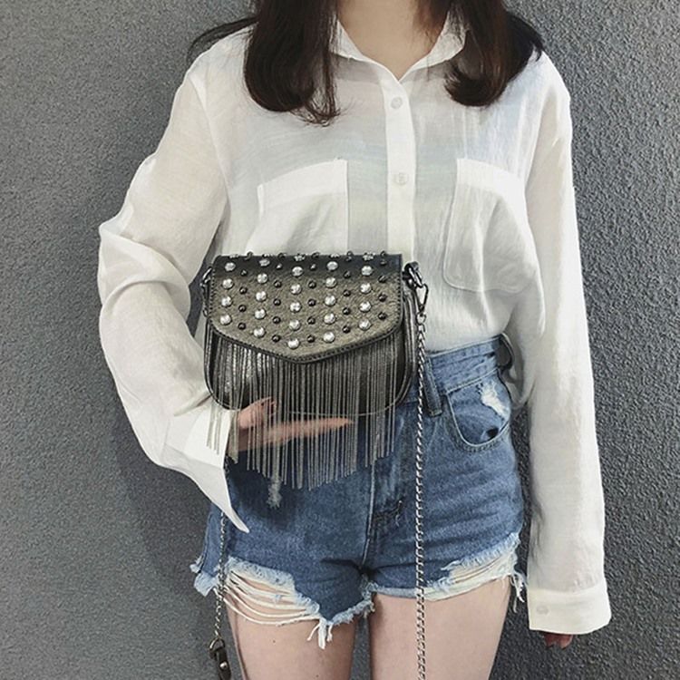 Vanliga Pu Diamant Rektangulära Crossbody-Väskor