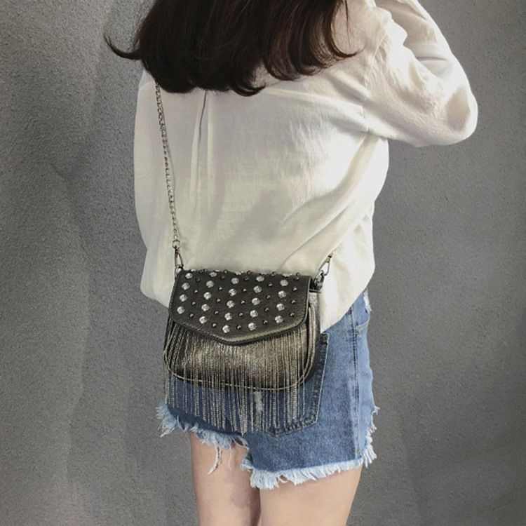 Vanliga Pu Diamant Rektangulära Crossbody-Väskor