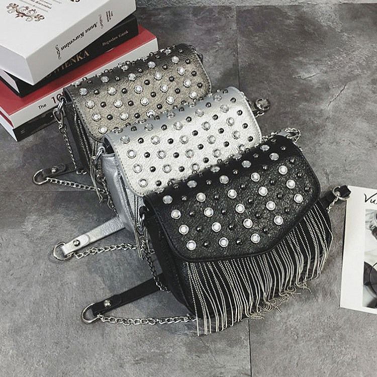 Vanliga Pu Diamant Rektangulära Crossbody-Väskor