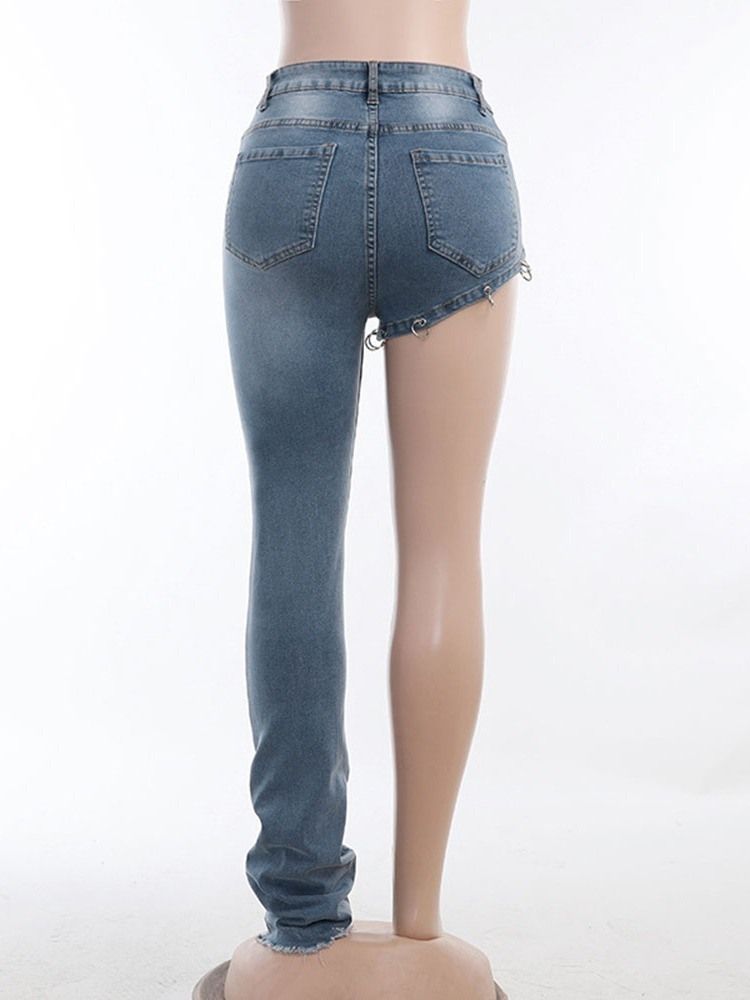 Asymmetriska Jeans Med Rak Dragkedja I Mitten Av Midjan