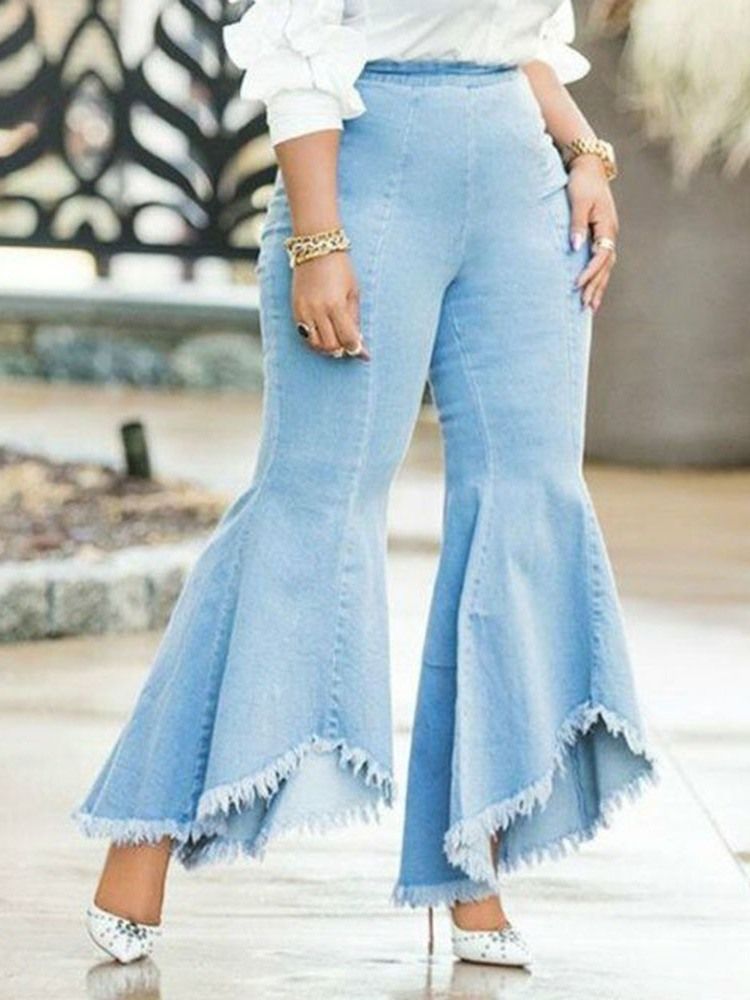 Bellbottoms Asymmetriska Enkla Slimmade Jeans