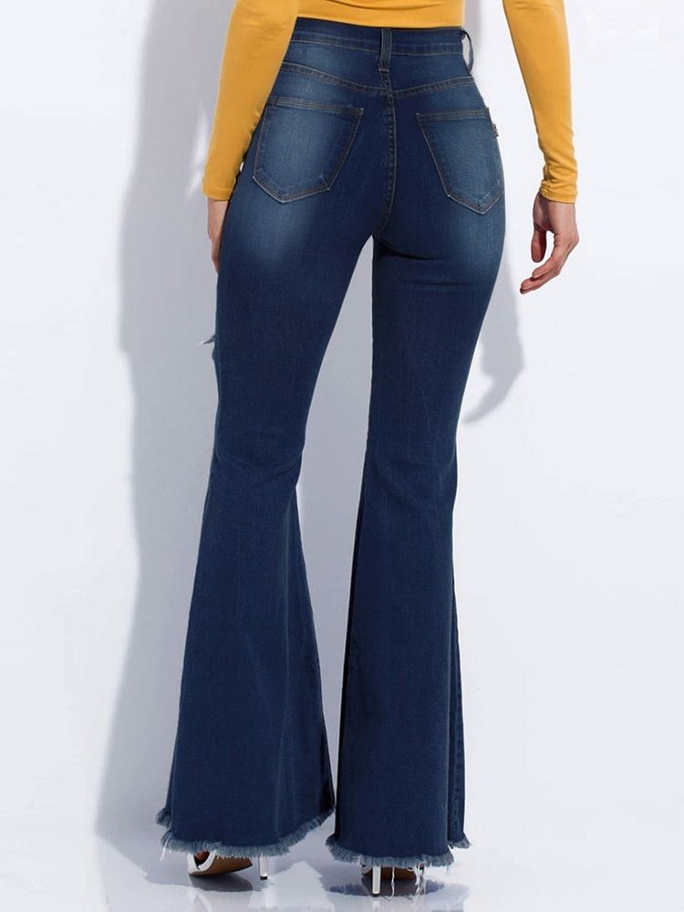 Bellbottoms Hål Gradient Zipper Slim Jeans