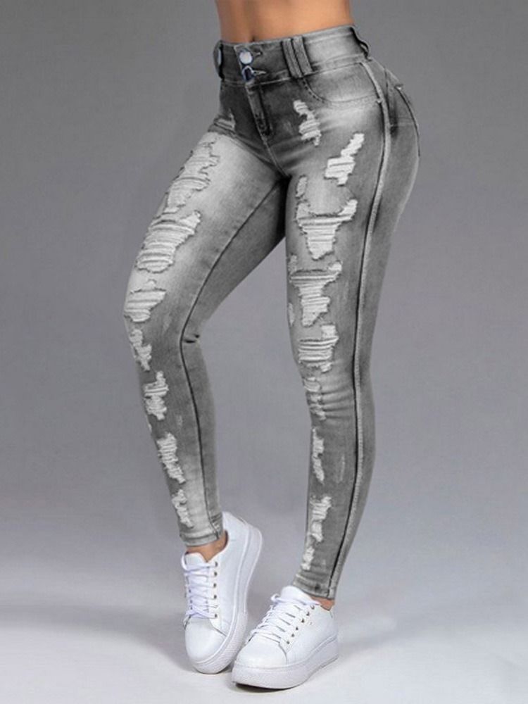 Black Hole Pencil Pants Dragkedja Skinny Jeans