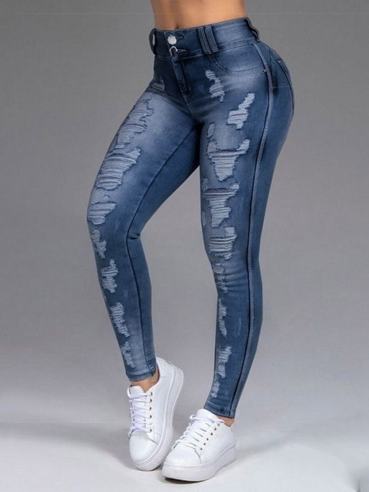 Black Hole Pencil Pants Dragkedja Skinny Jeans