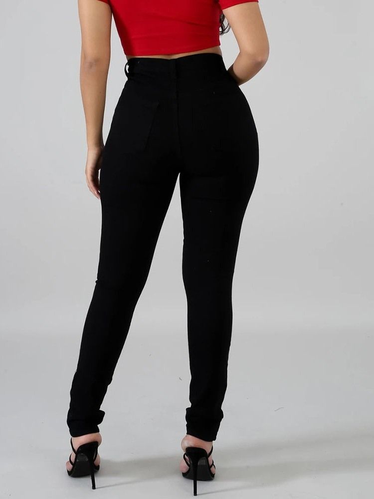 Hål Färg Block Pencil Byxor Hål Skinny Jeans
