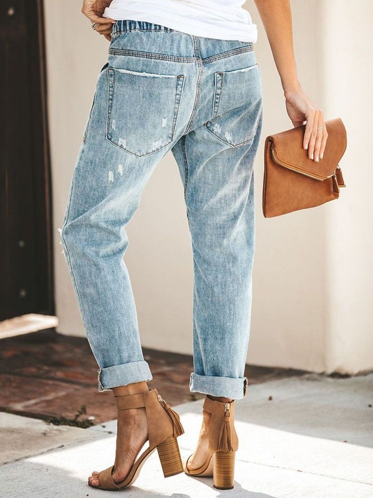 Jeans Med Snörning Och Elastik I Vanlig Ficka