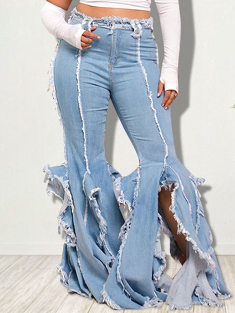 Pocket Damer Slim Zipper Light Blue Jeans