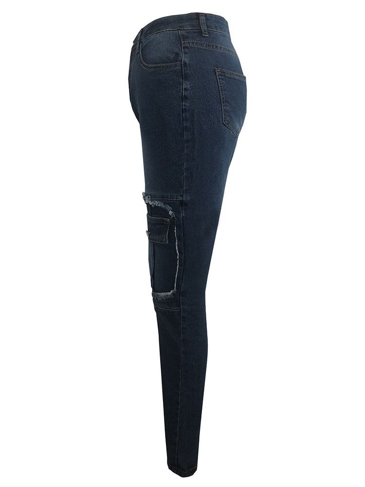 Pocket Zipper Pencil Byxor Skinny Jeans