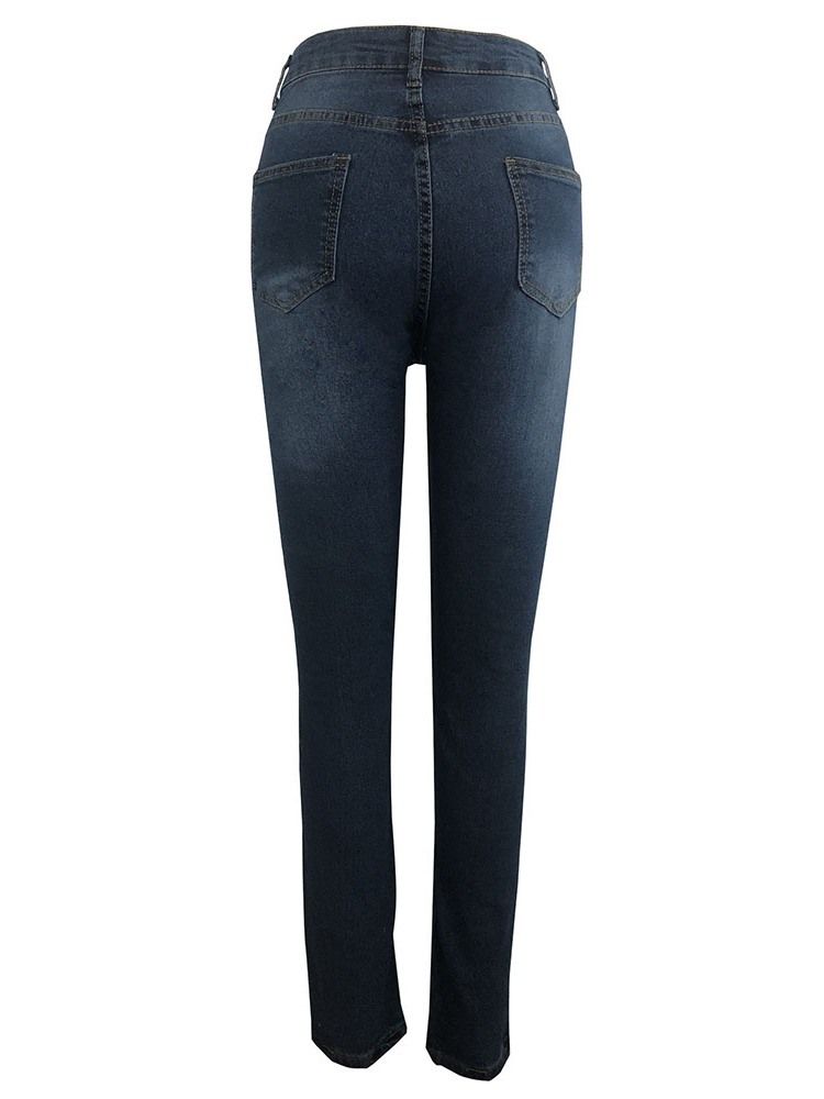 Pocket Zipper Pencil Byxor Skinny Jeans