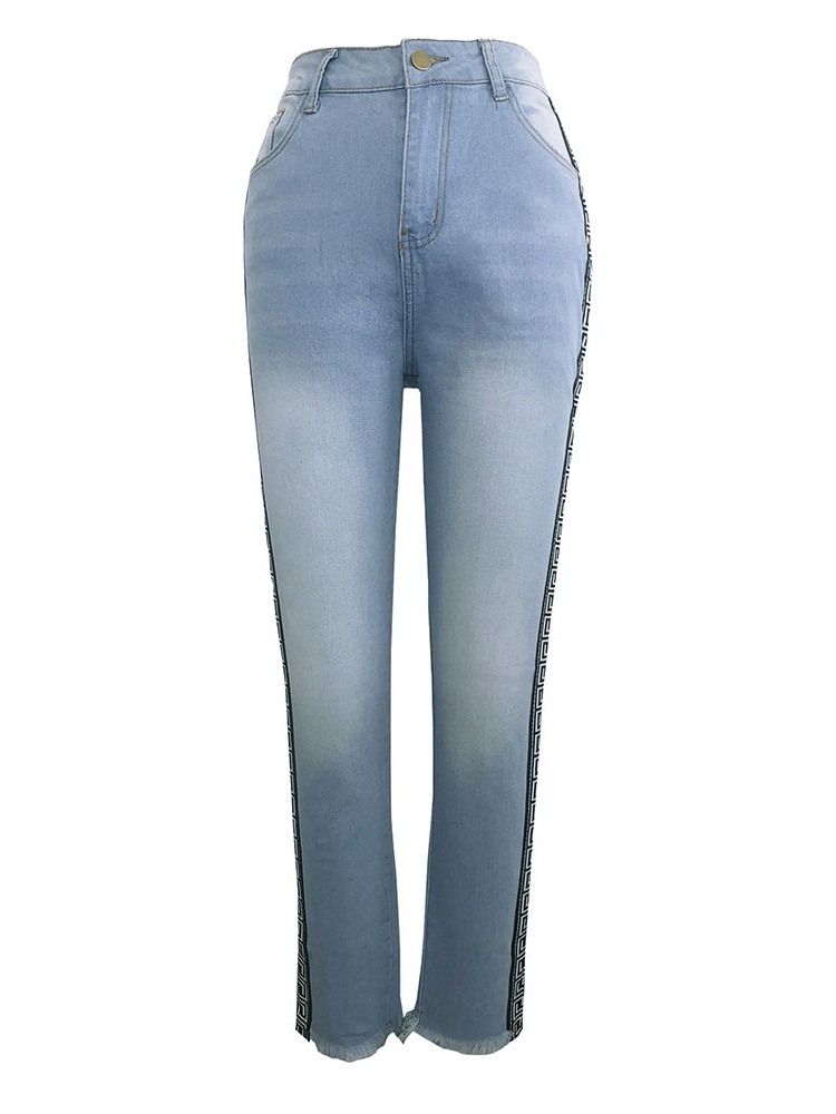 Print Pencil Byxor Geometriska Skinny Kvinnors Hög Midja Jeans