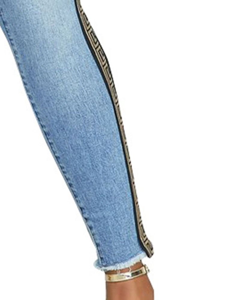 Print Pencil Byxor Geometriska Skinny Kvinnors Hög Midja Jeans