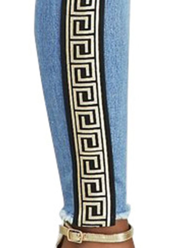 Print Pencil Byxor Geometriska Skinny Kvinnors Hög Midja Jeans