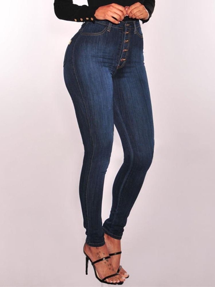 Skinny Jeans Med Hög Midja I Vanlig Jeansknapp