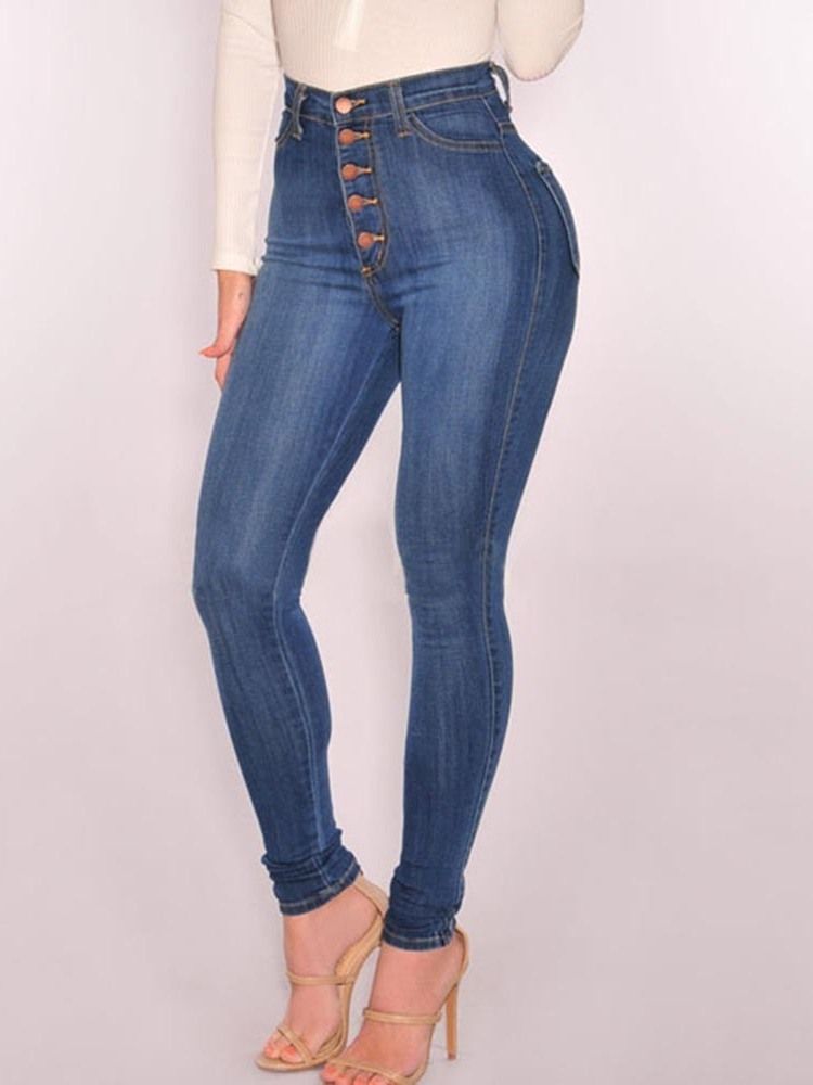 Skinny Jeans Med Hög Midja I Vanlig Jeansknapp