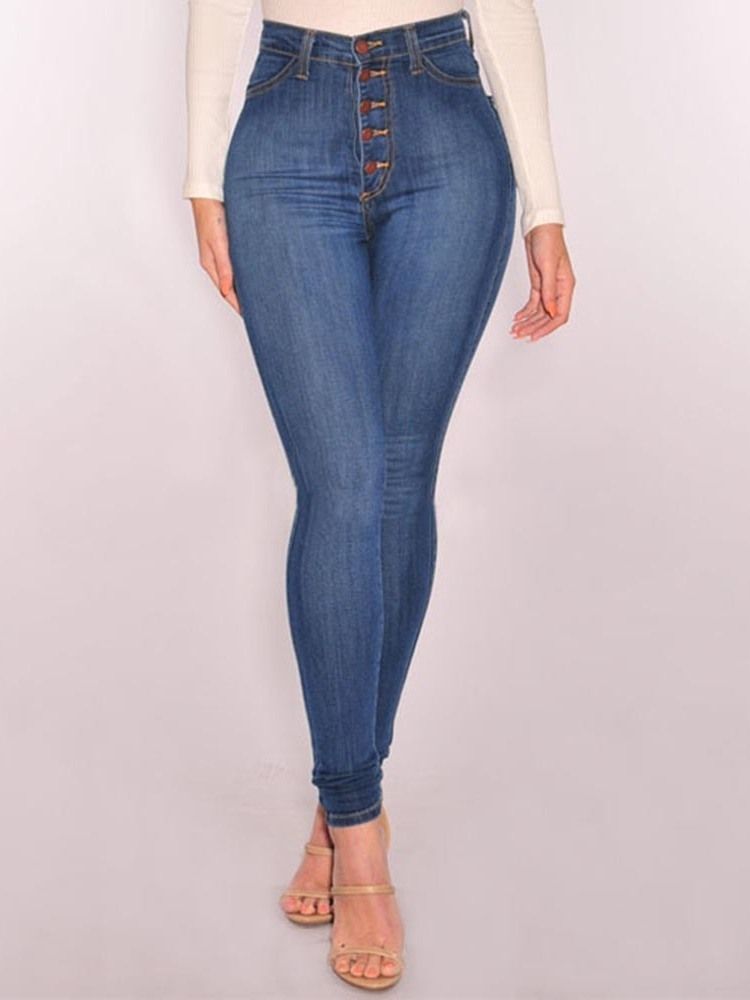 Skinny Jeans Med Hög Midja I Vanlig Jeansknapp