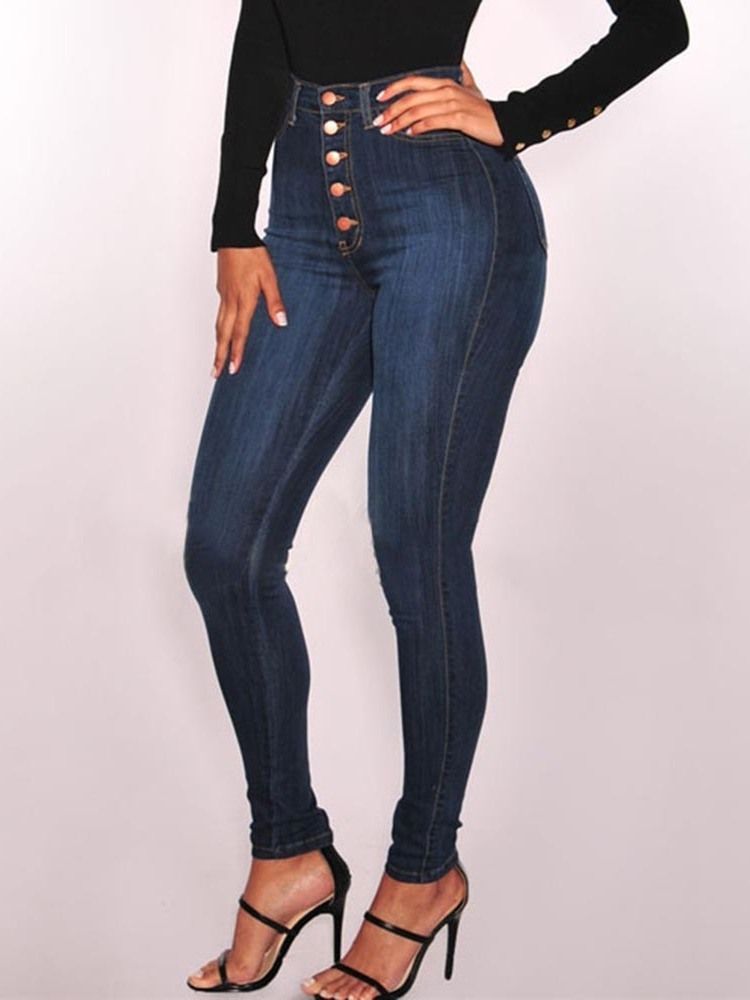 Skinny Jeans Med Hög Midja I Vanlig Jeansknapp