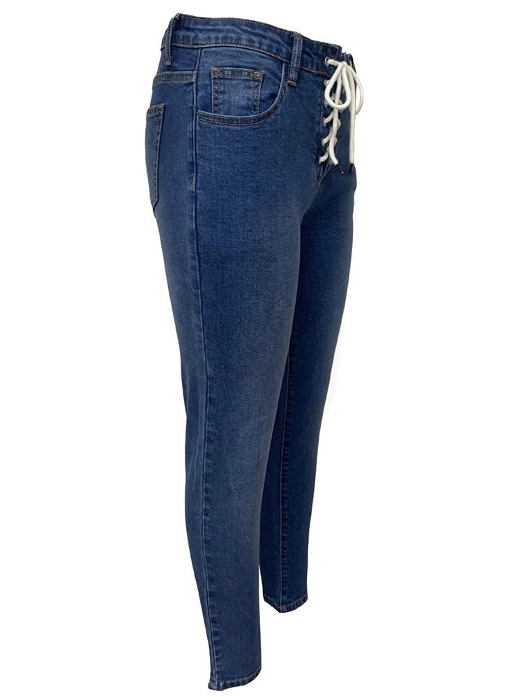 Skinny Jeans Med Snörning I Enfärgad Penna