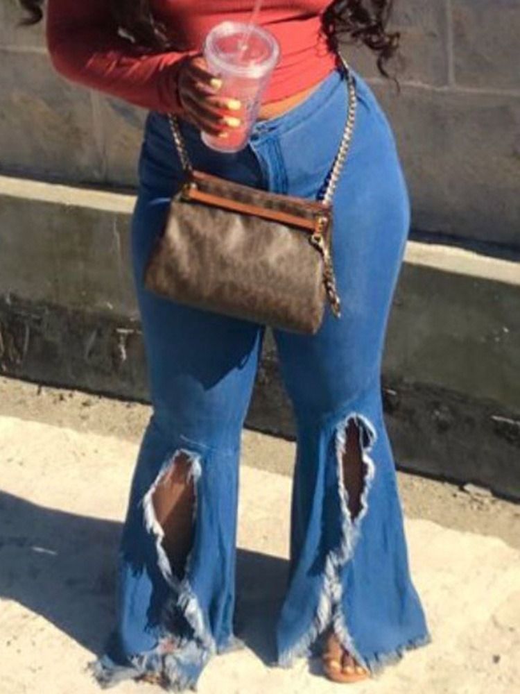 Vanliga Bellbottoms Mid Waist Zipper Jeans