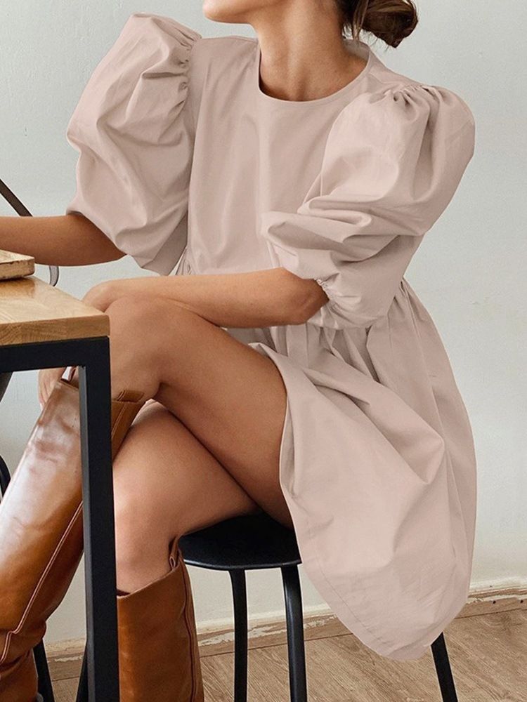 Above Knee Half Sleeve Pullover Korean Klänning