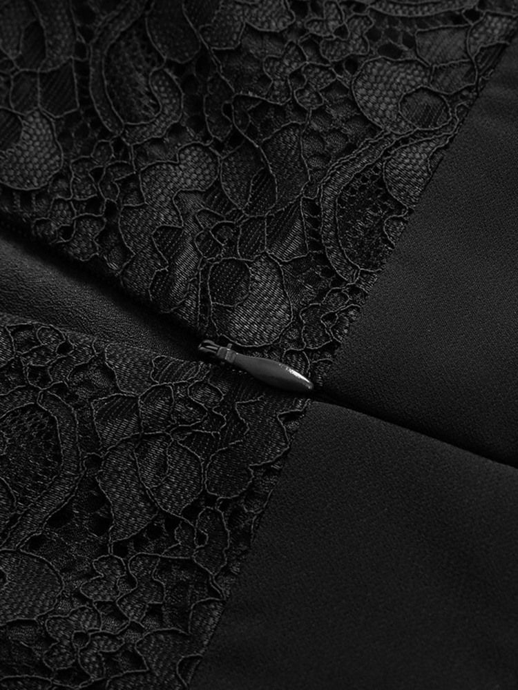 Ärmlös Patchwork Knälång Standard-Midja Klänning