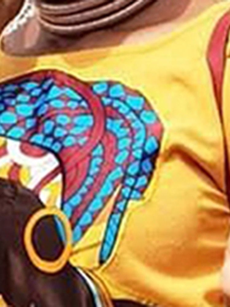 Afrikanskt Mode Kortärmad Asymmetrisk Vanlig Klänning