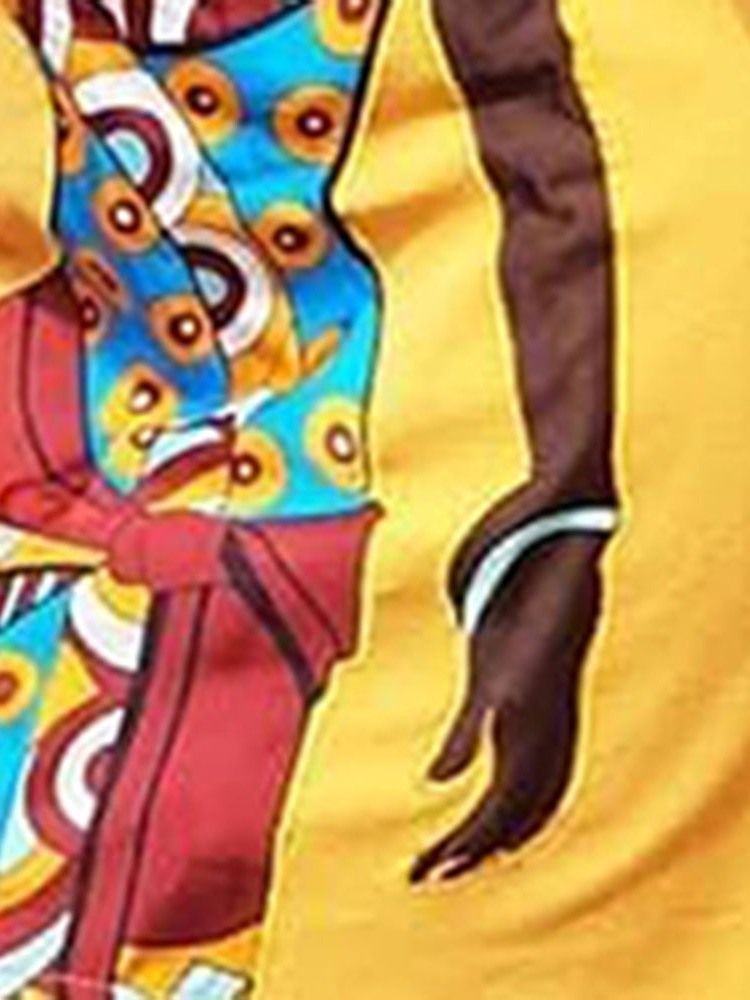 Afrikanskt Mode Kortärmad Asymmetrisk Vanlig Klänning