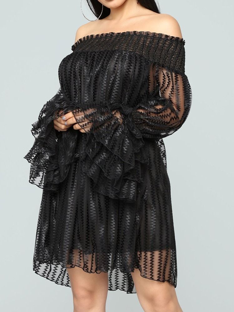 Falbala Long Sleeve Off Shoulder Date Night Going Out Cold Shoulder Klänning
