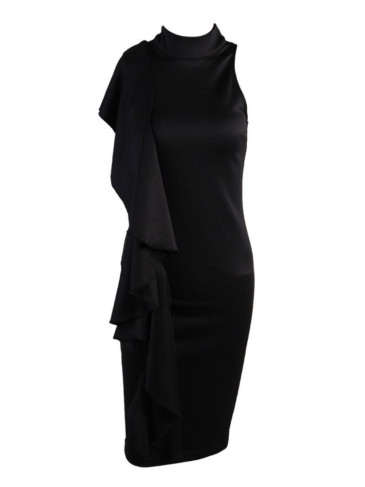 Falbala Turtleneck Långärmad Ladylike Pullover Klänning