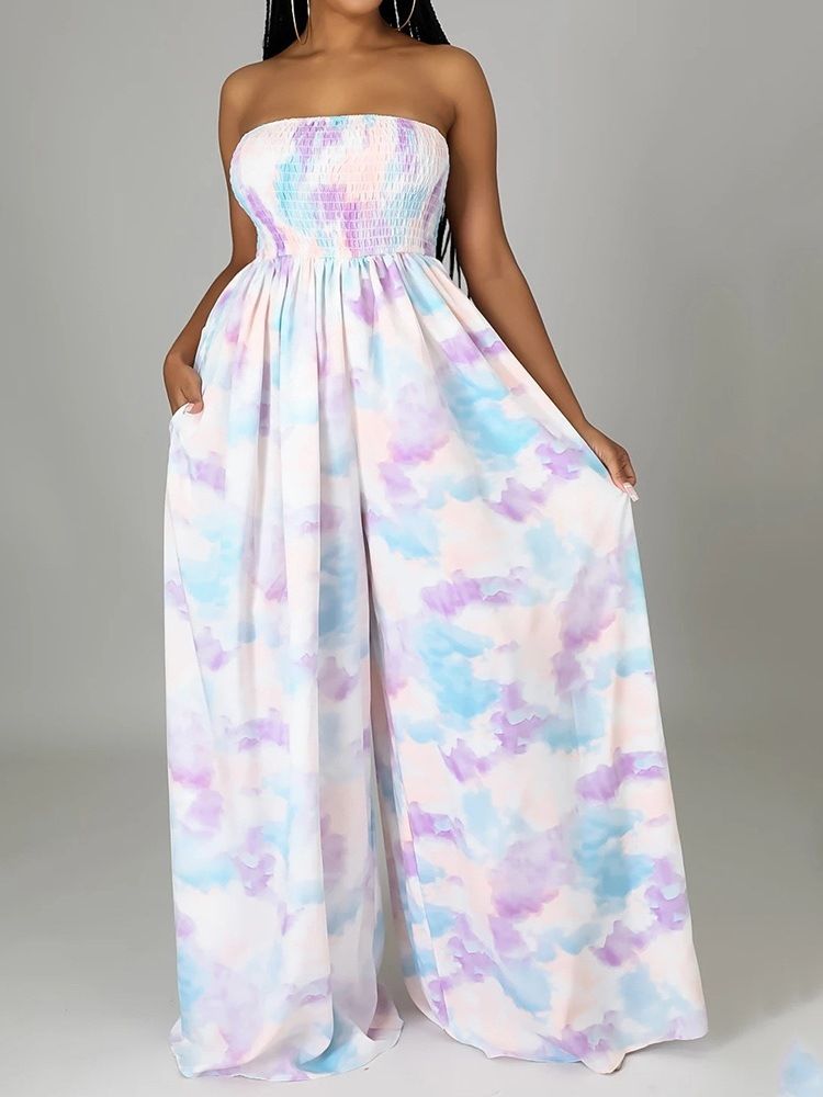 Full Längd Sweet Pocket Rak Lös Jumpsuit