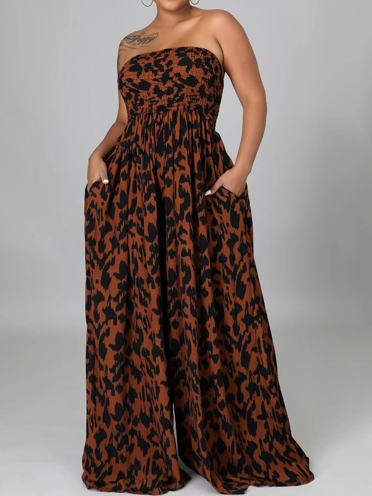 Full Längd Sweet Pocket Rak Lös Jumpsuit