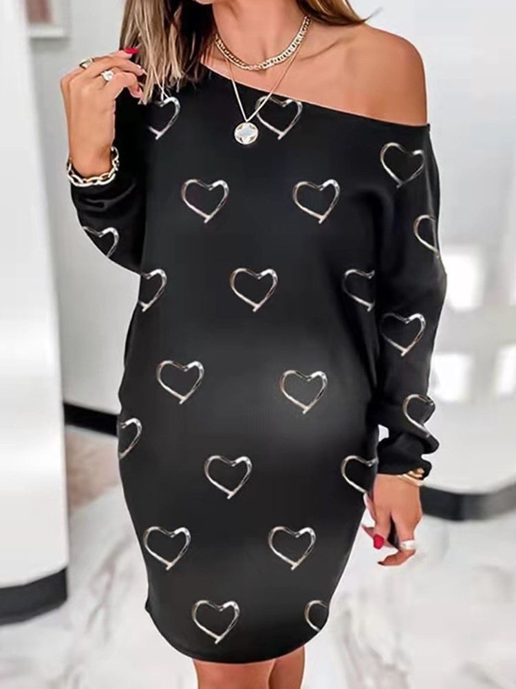 Långärmad Knälång Bodycon Fritidsklänning