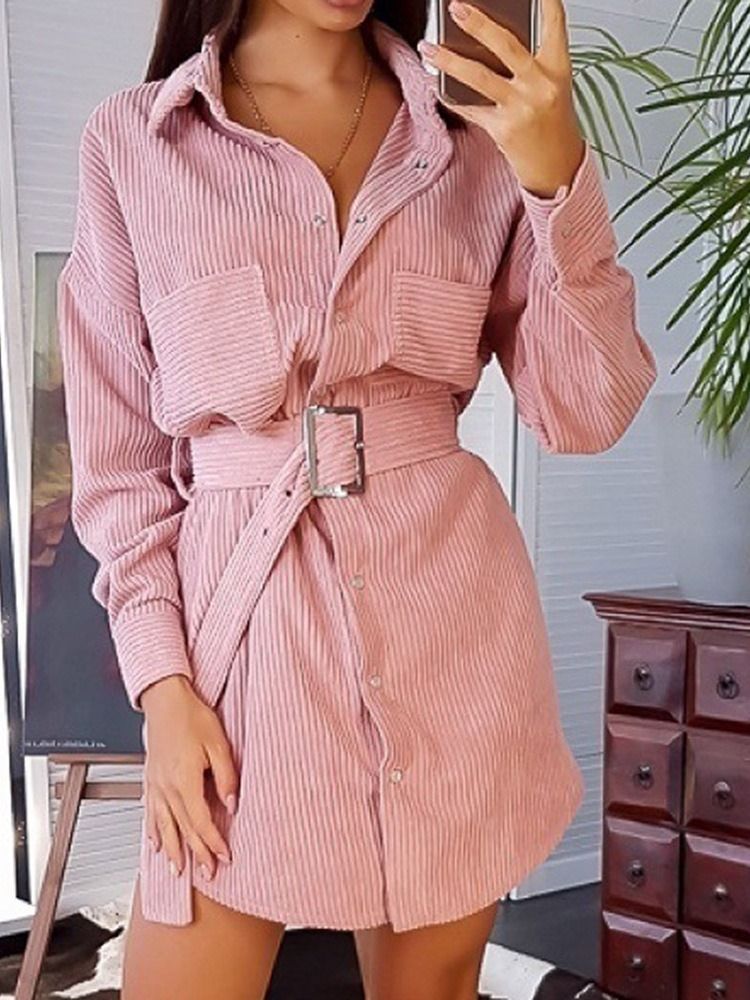 Lapel Button Above Knee Enkelknäppt Damklänning