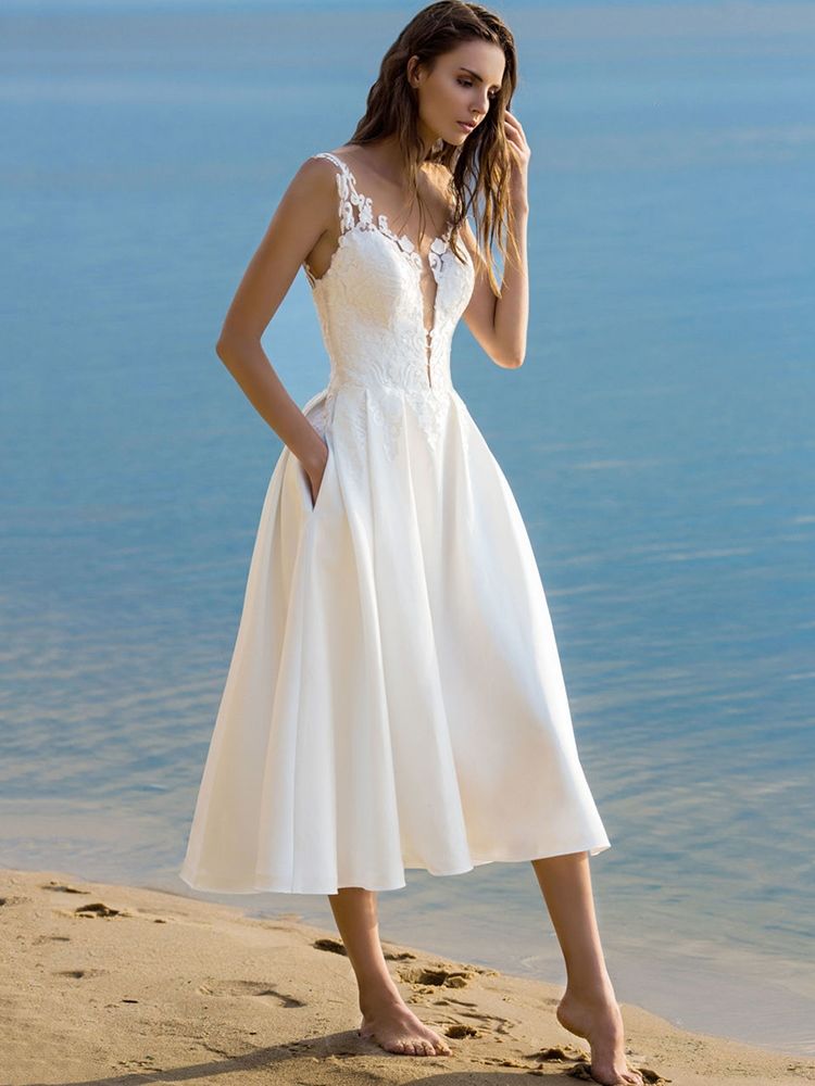 Mid-Calf Sleeveless A Line Klänning