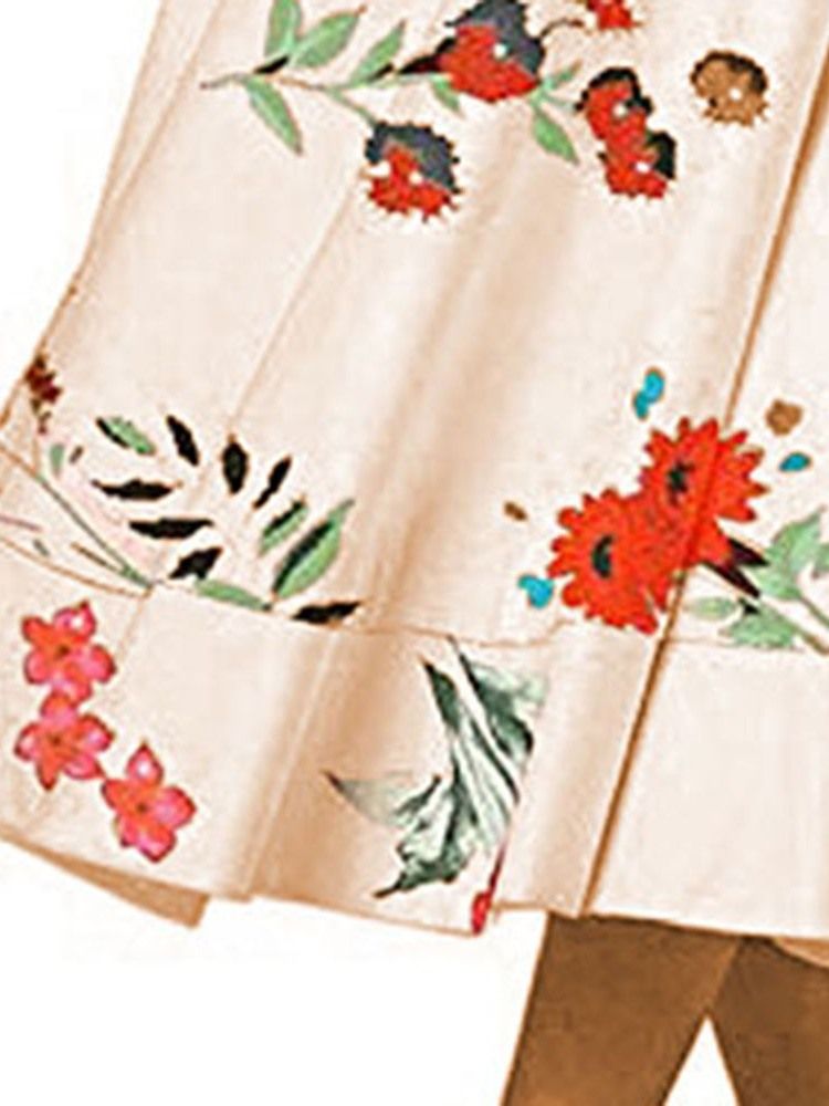 Print Expansion Half Sleeve Mid-Calf Floral Normal Klänning