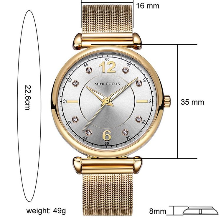Classics Steel Band Quartz Diamante Damklocka