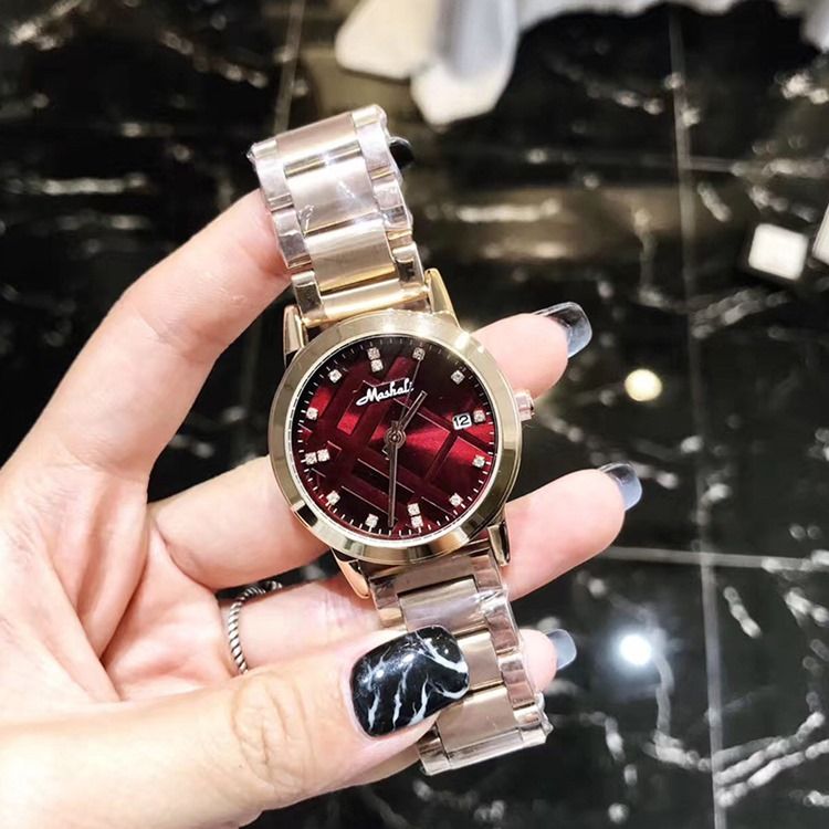 Grid Round Quartz Watch