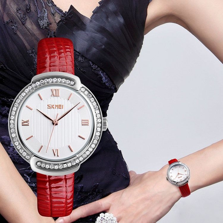 Rhinestone Läder Klockbälte För Damklocka