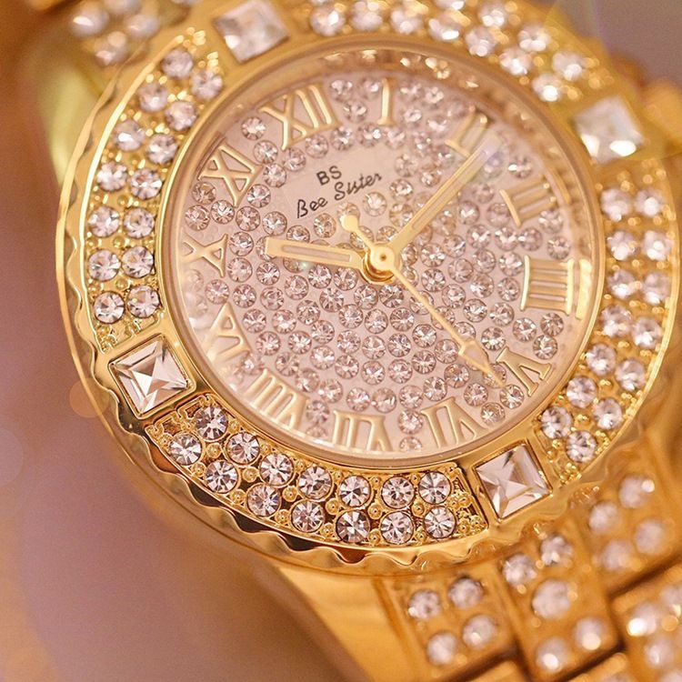 Rund Rhinestone Klocka För Dam