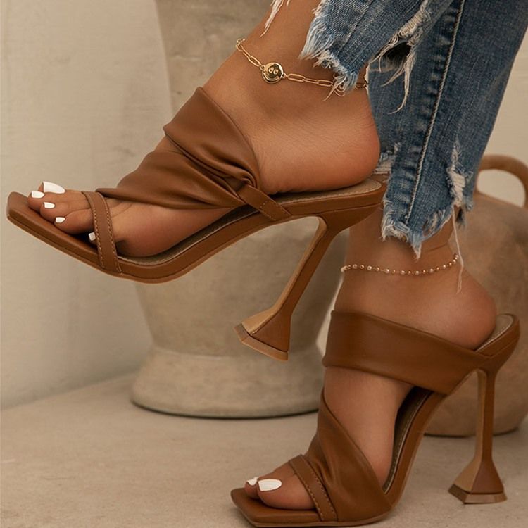 Flip Flop Slip-On Stiletto Heel Enkla Damtofflor