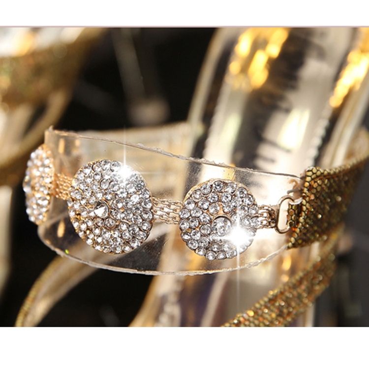 Rhinestone&Paljetttrosa Slip-On Stiletto Heel Mules Skor