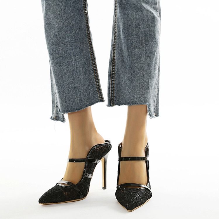 Stilettklack Spets Slip-On Spring Tofflor
