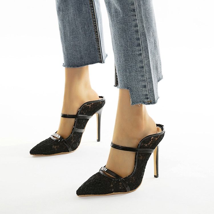 Stilettklack Spets Slip-On Spring Tofflor