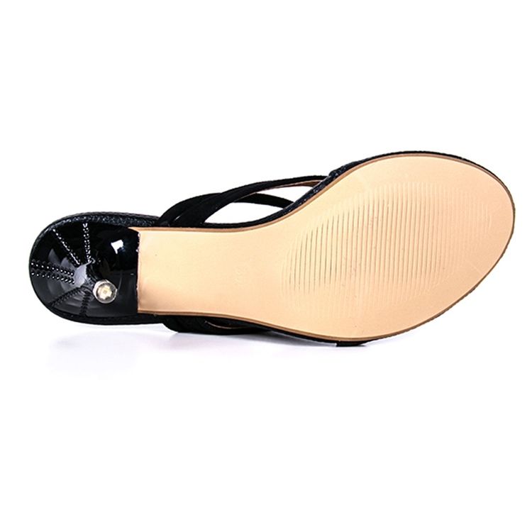 Svart Thong Slip-On Stiletto Heel Mules Skor