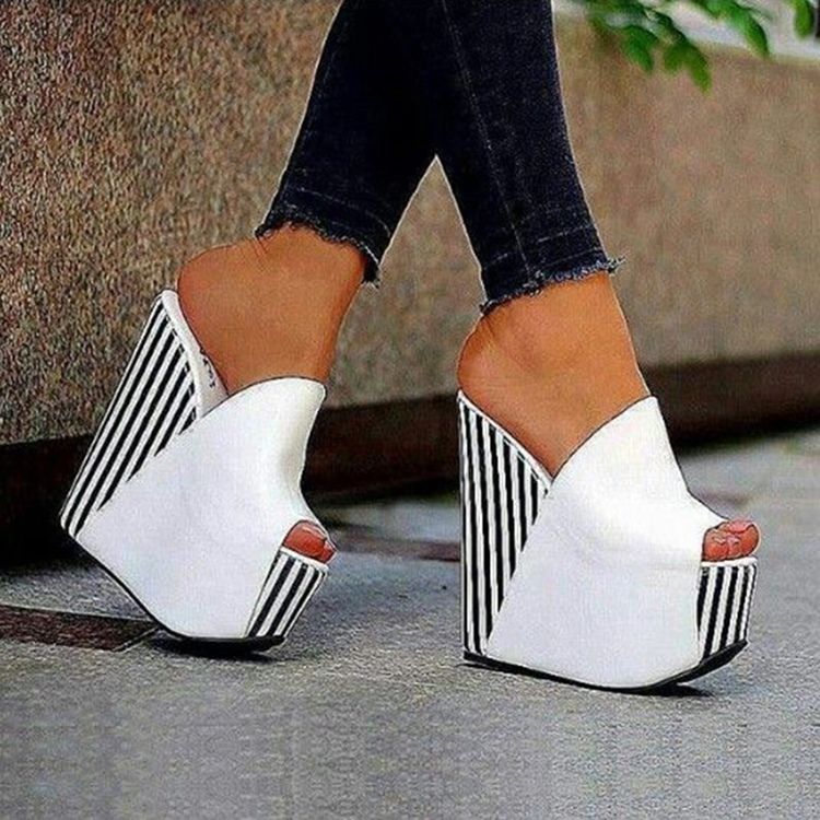 Vita Slip-On Kil Sandaler För Plattform