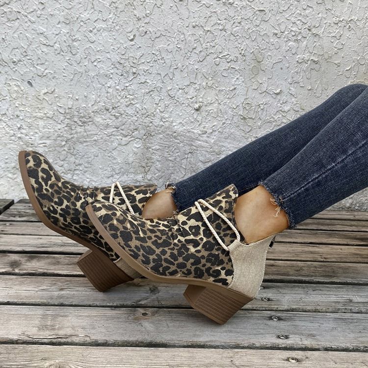 Baksida Zip Chunky Heel Color Block Platform Stövlar Boots